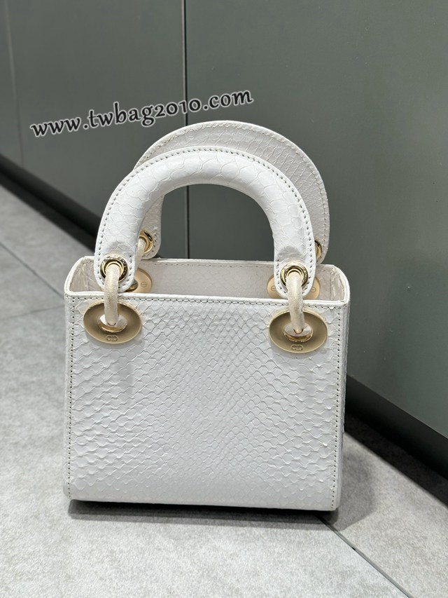 Dior专柜新款Lady女包迪奥高仿原单蟒蛇皮Ladymini三格戴妃手提单肩包 djfk1538